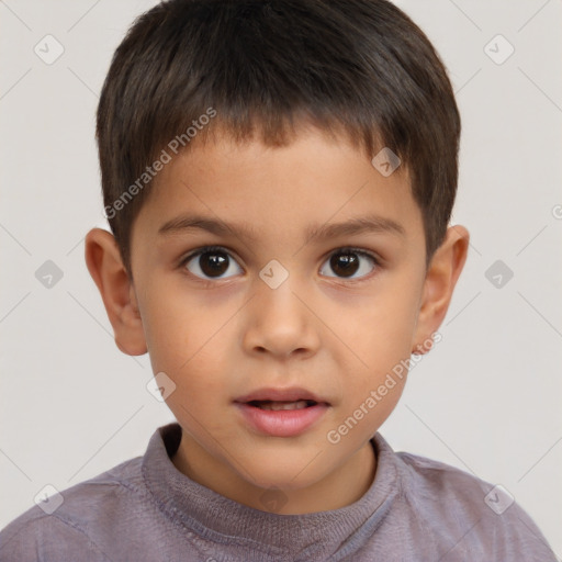 Neutral white child male with short  brown hair and brown eyes