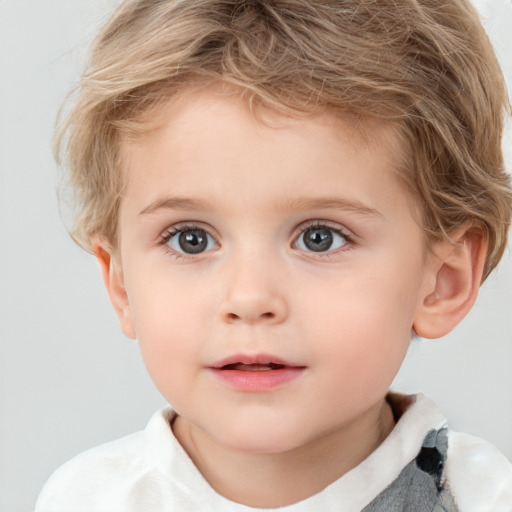 Neutral white child male with short  brown hair and grey eyes