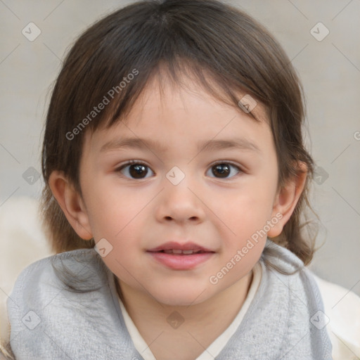 Neutral white child female with medium  brown hair and brown eyes