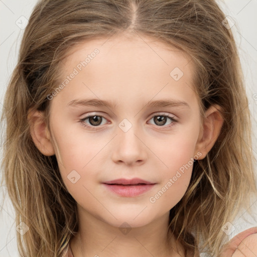 Neutral white child female with medium  brown hair and brown eyes