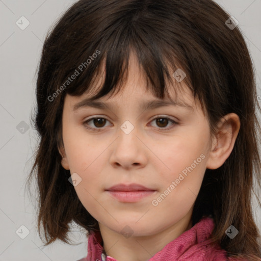 Neutral white child female with medium  brown hair and brown eyes