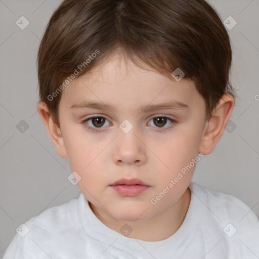 Neutral white child female with short  brown hair and brown eyes