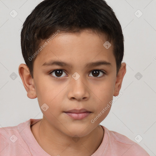 Neutral white child male with short  brown hair and brown eyes