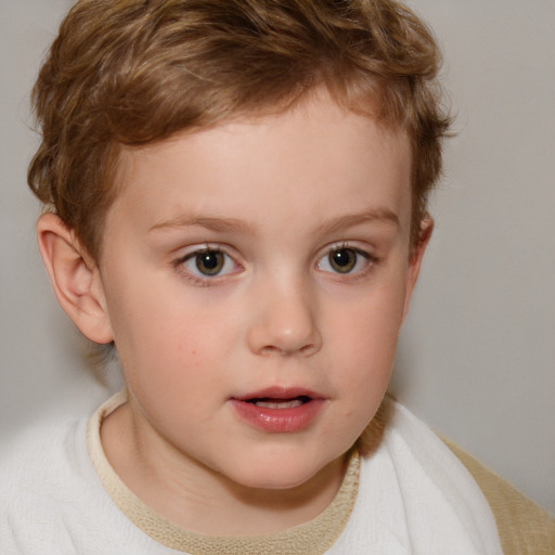 Neutral white child male with short  brown hair and blue eyes