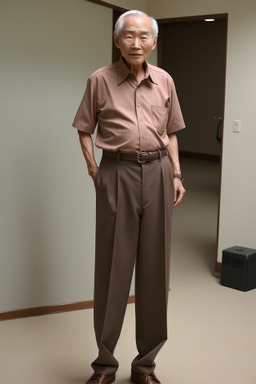 South korean elderly male with  brown hair