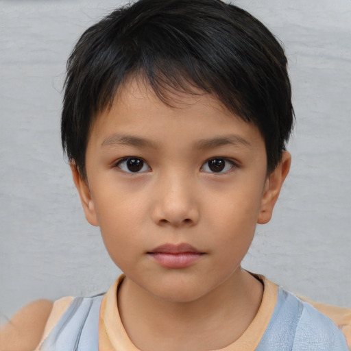 Neutral white child female with short  brown hair and brown eyes