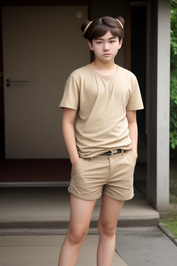 Japanese teenager boy with  brown hair