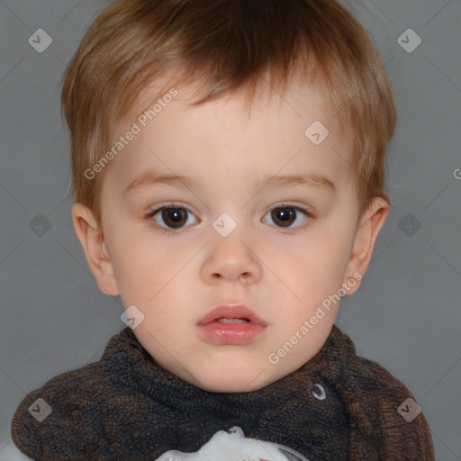 Neutral white child male with short  brown hair and brown eyes