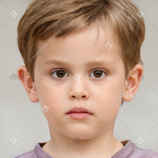 Neutral white child male with short  brown hair and brown eyes