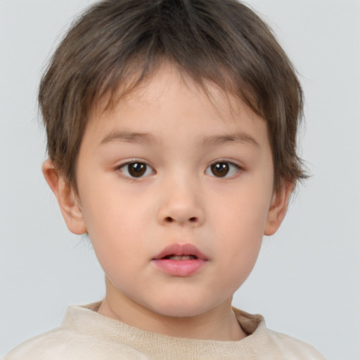 Neutral white child male with short  brown hair and brown eyes