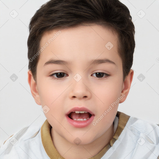 Neutral white child female with short  brown hair and brown eyes