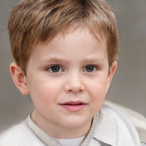 Neutral white child male with short  brown hair and brown eyes