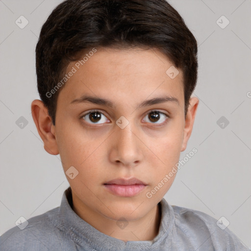 Neutral white child female with short  brown hair and brown eyes