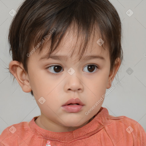 Neutral white child female with medium  brown hair and brown eyes