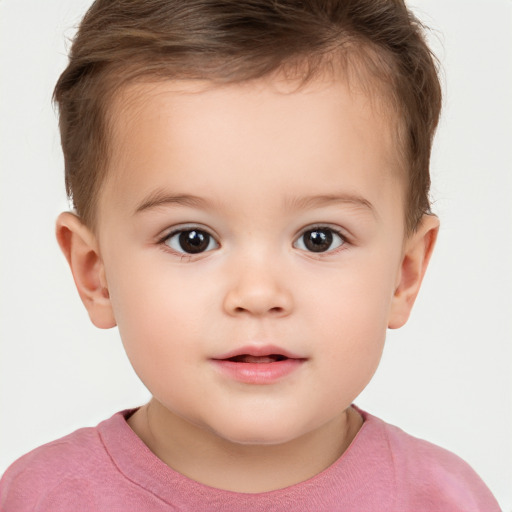 Neutral white child female with short  brown hair and brown eyes