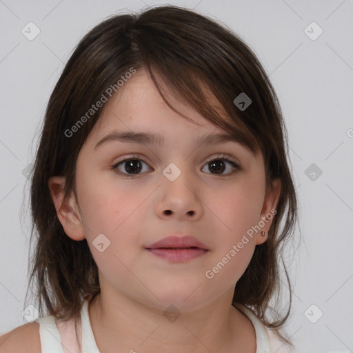 Neutral white child female with medium  brown hair and brown eyes