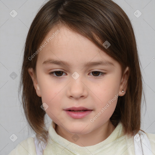 Neutral white child female with medium  brown hair and brown eyes