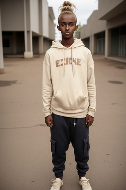 Ethiopian teenager boy with  blonde hair