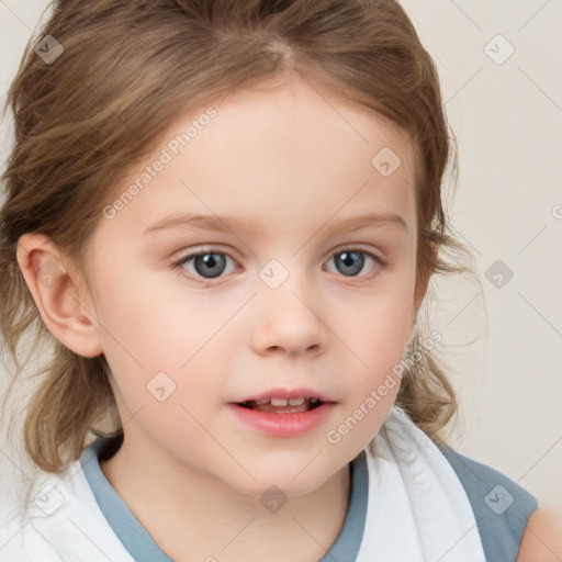 Neutral white child female with medium  brown hair and brown eyes