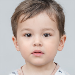 Neutral white child male with short  brown hair and brown eyes