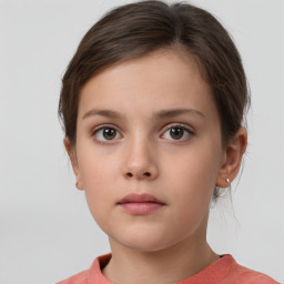 Neutral white child female with short  brown hair and brown eyes