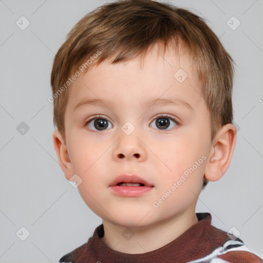 Neutral white child male with short  brown hair and brown eyes