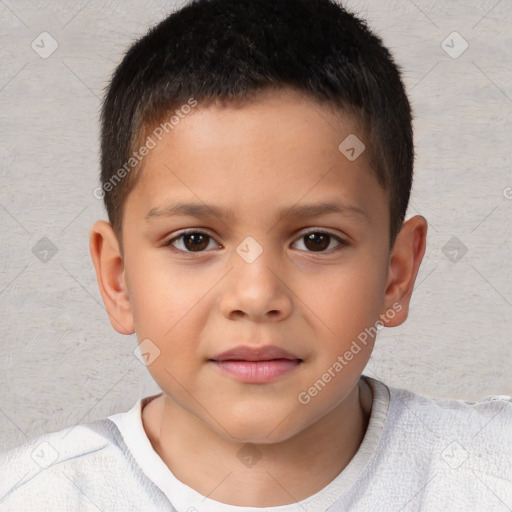 Neutral white child male with short  brown hair and brown eyes