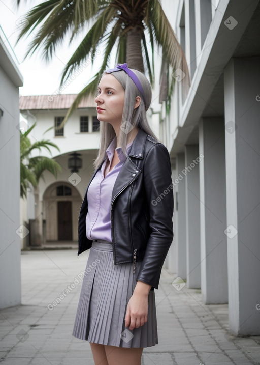 Latvian young adult female with  gray hair