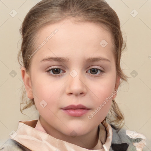 Neutral white child female with medium  brown hair and brown eyes