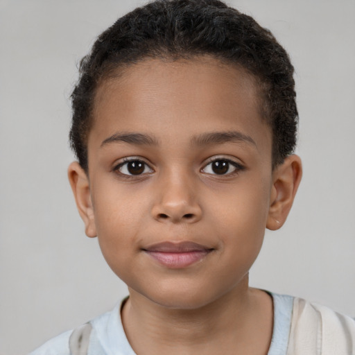 Neutral latino child male with short  brown hair and brown eyes