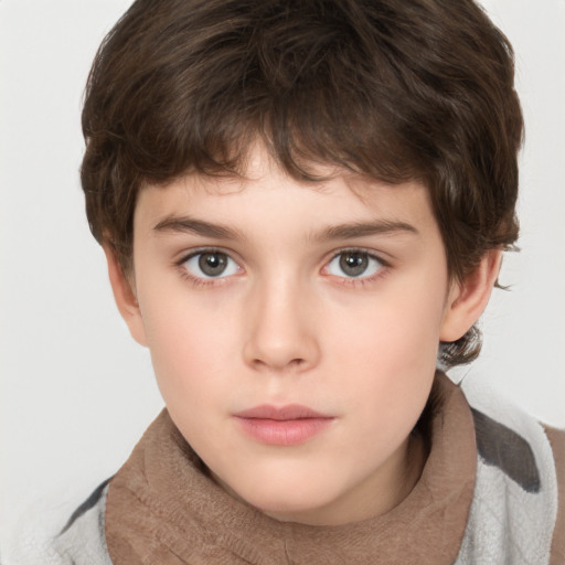 Neutral white child male with short  brown hair and brown eyes