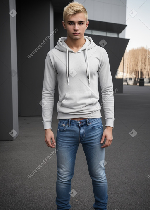 Romanian young adult male with  blonde hair