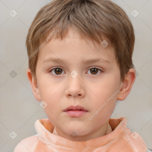 Neutral white child male with short  brown hair and brown eyes