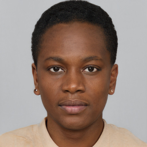 Neutral black young-adult male with short  brown hair and brown eyes