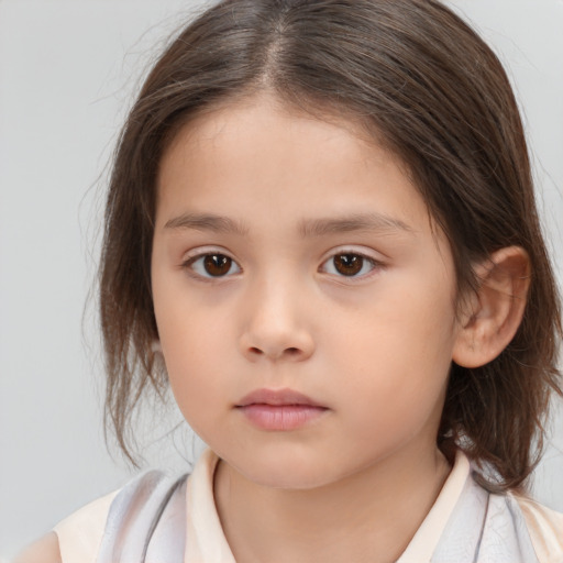 Neutral white child female with medium  brown hair and brown eyes