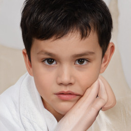 Neutral white child male with short  brown hair and brown eyes