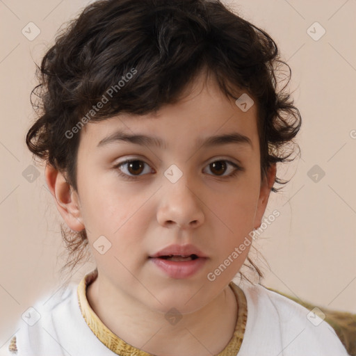 Neutral white child female with medium  brown hair and brown eyes