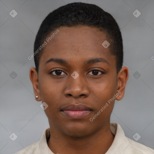 Neutral black young-adult male with short  brown hair and brown eyes