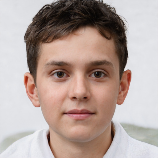 Neutral white child male with short  brown hair and brown eyes