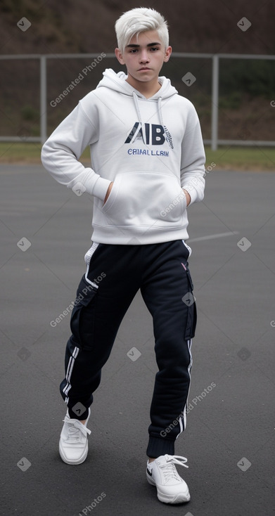 Chilean teenager boy with  white hair