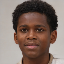 Neutral black young-adult male with short  brown hair and brown eyes