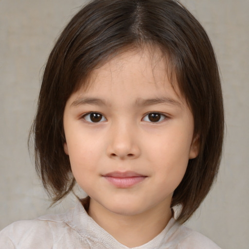 Neutral white child female with medium  brown hair and brown eyes
