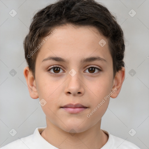 Neutral white child male with short  brown hair and brown eyes