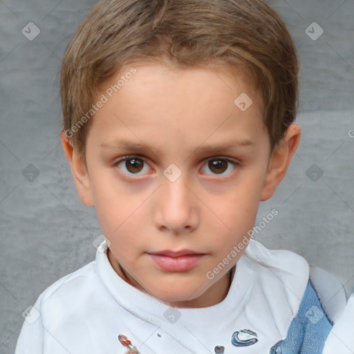 Neutral white child female with short  brown hair and brown eyes