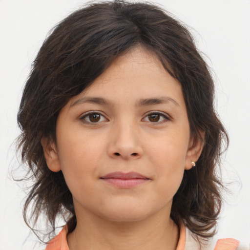 Neutral asian young-adult female with medium  brown hair and brown eyes