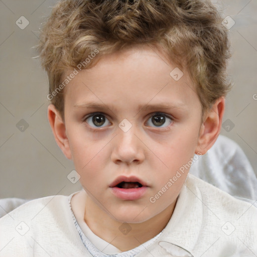 Neutral white child male with short  brown hair and brown eyes