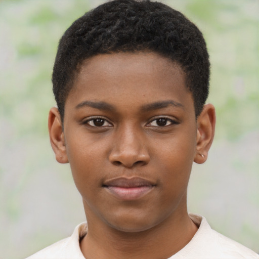 Neutral black child male with short  brown hair and brown eyes