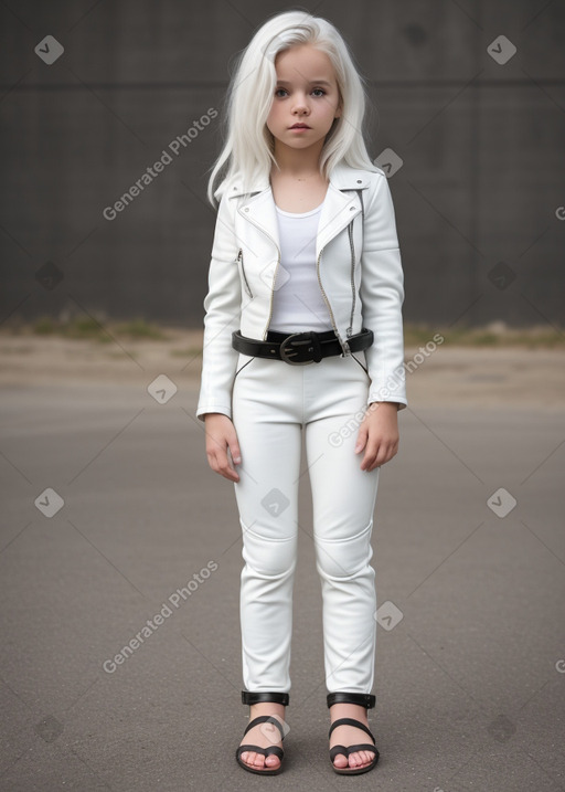 Caucasian child girl with  white hair