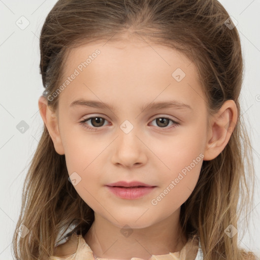 Neutral white child female with medium  brown hair and brown eyes