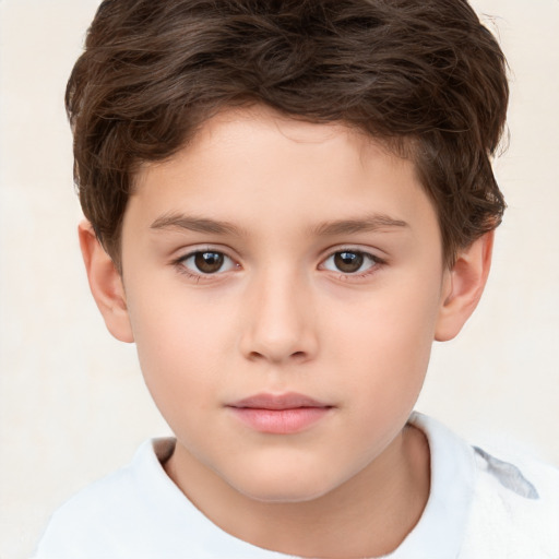 Neutral white child male with short  brown hair and brown eyes